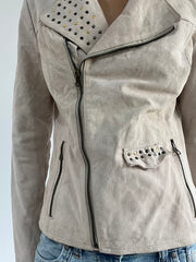 autumn picks | small cream white studs detail jacket