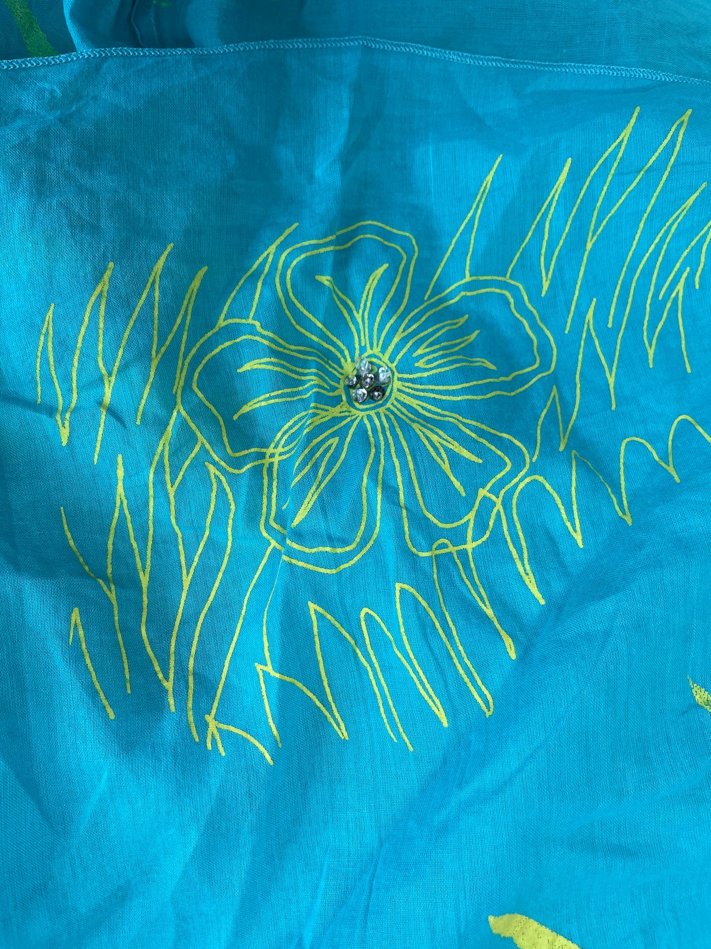 VINTAGE PICKS | medium blue asymmetrical tie side beach skirt