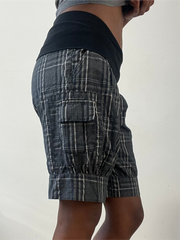 BEST PICKS | small black and grey plaid shorts with fold over waist