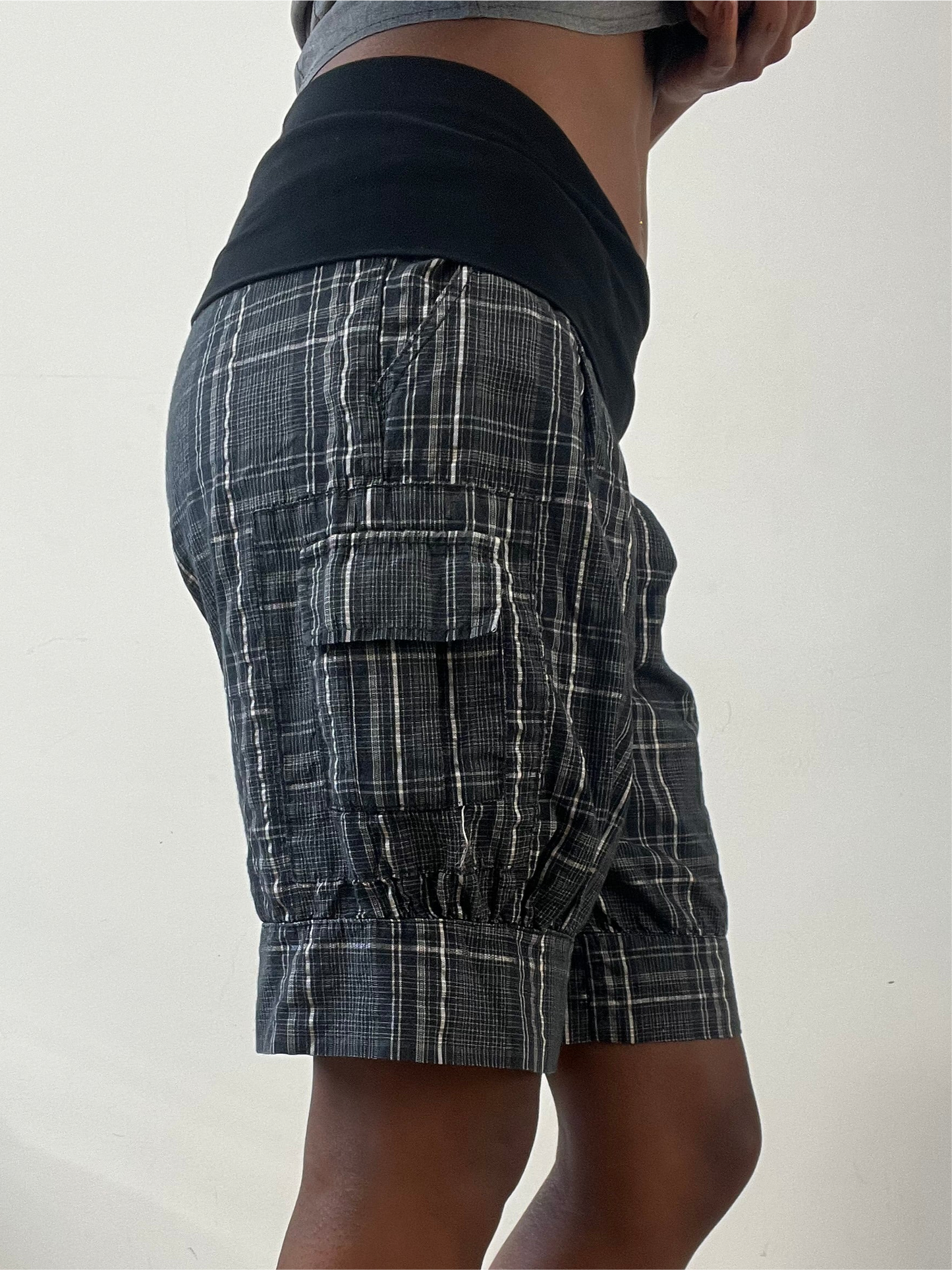 BEST PICKS | small black and grey plaid shorts with fold over waist