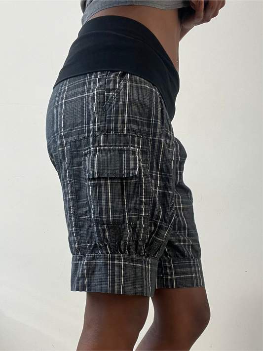 BEST PICKS | small black and grey plaid shorts with fold over waist