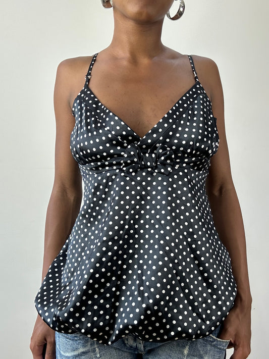 vintage edit twenty-six | small white and black cami with polka dot print