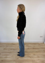 medium black fluffy bomber jacket