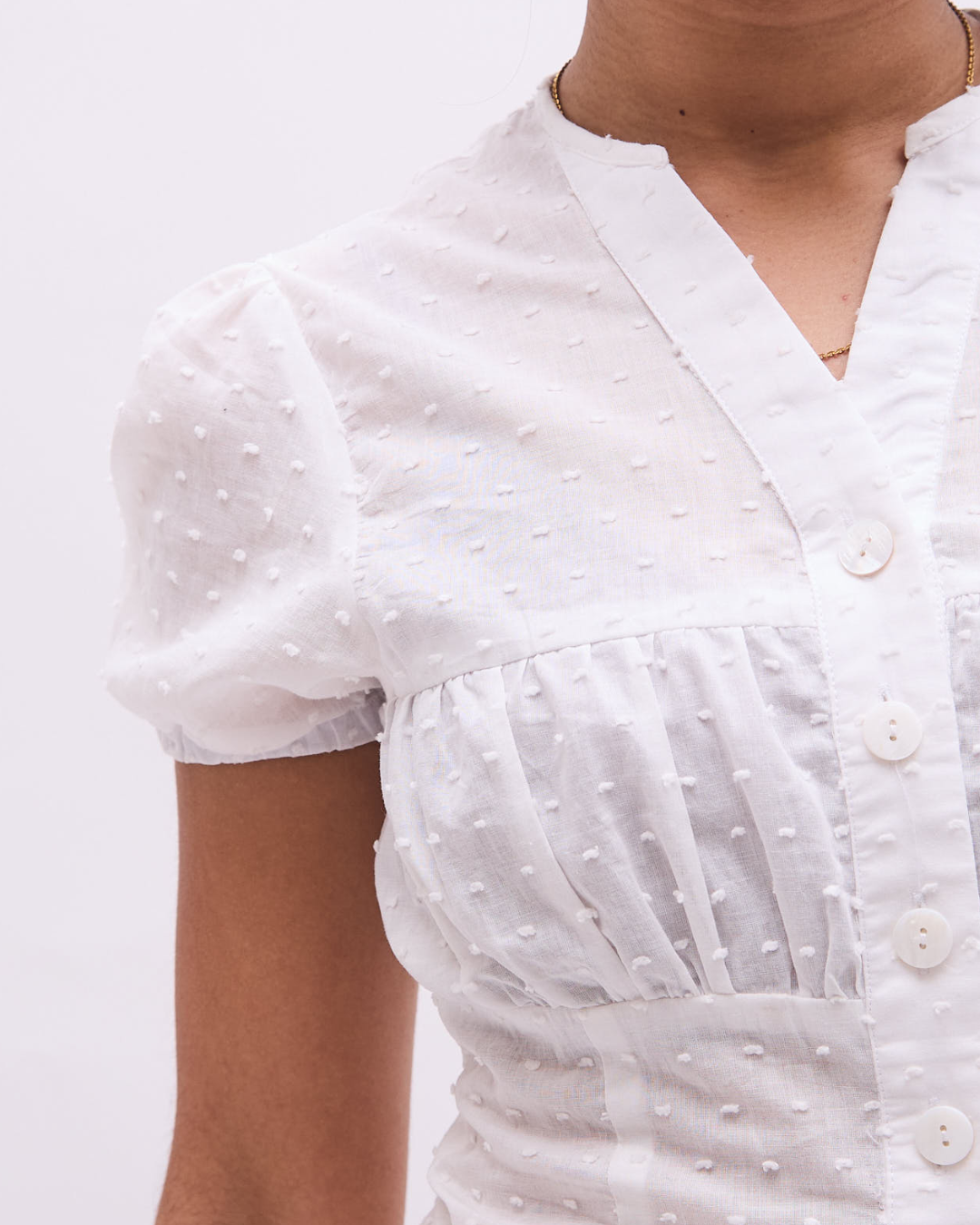 the darla shirt in dotted white