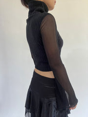 ‼️ | small black long mesh sleeve top