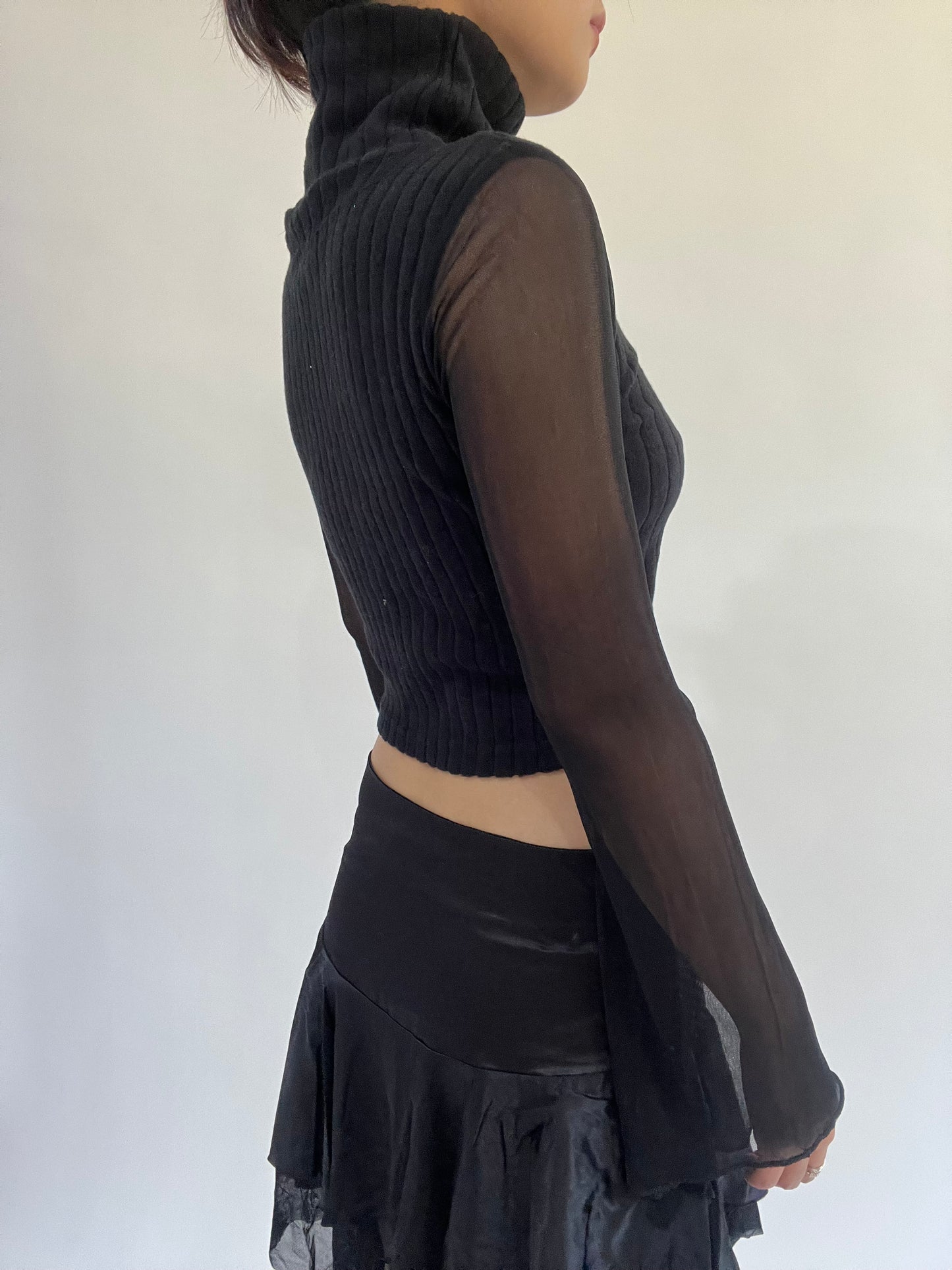‼️ | small black long mesh sleeve top