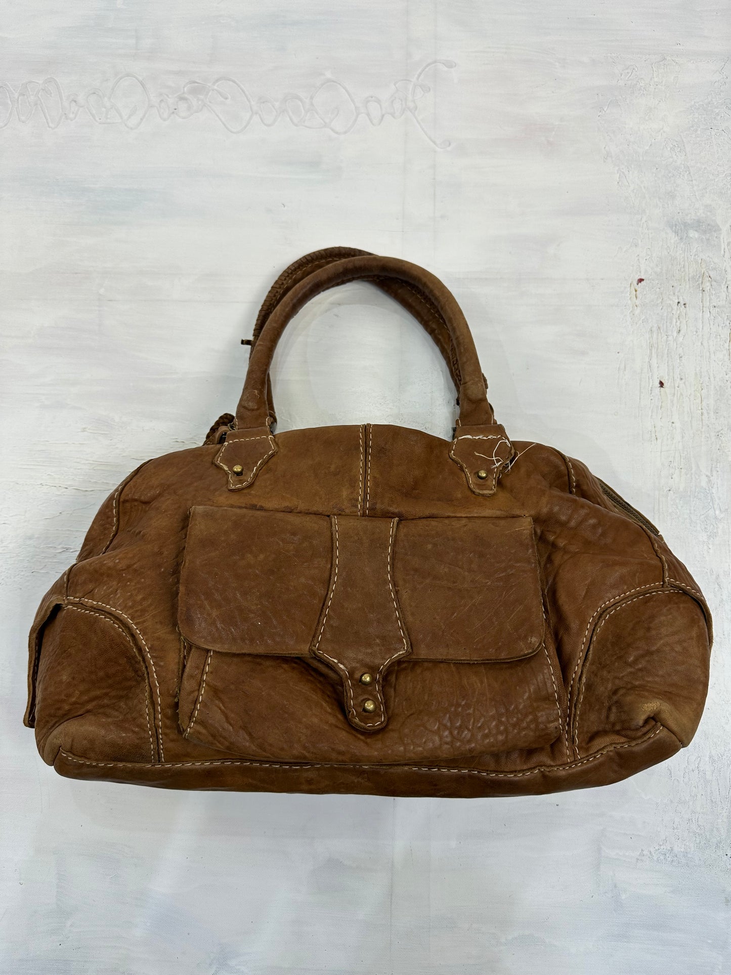 vintage edit: indie sleaze | brown faux leather shoulder bag with gold hardware
