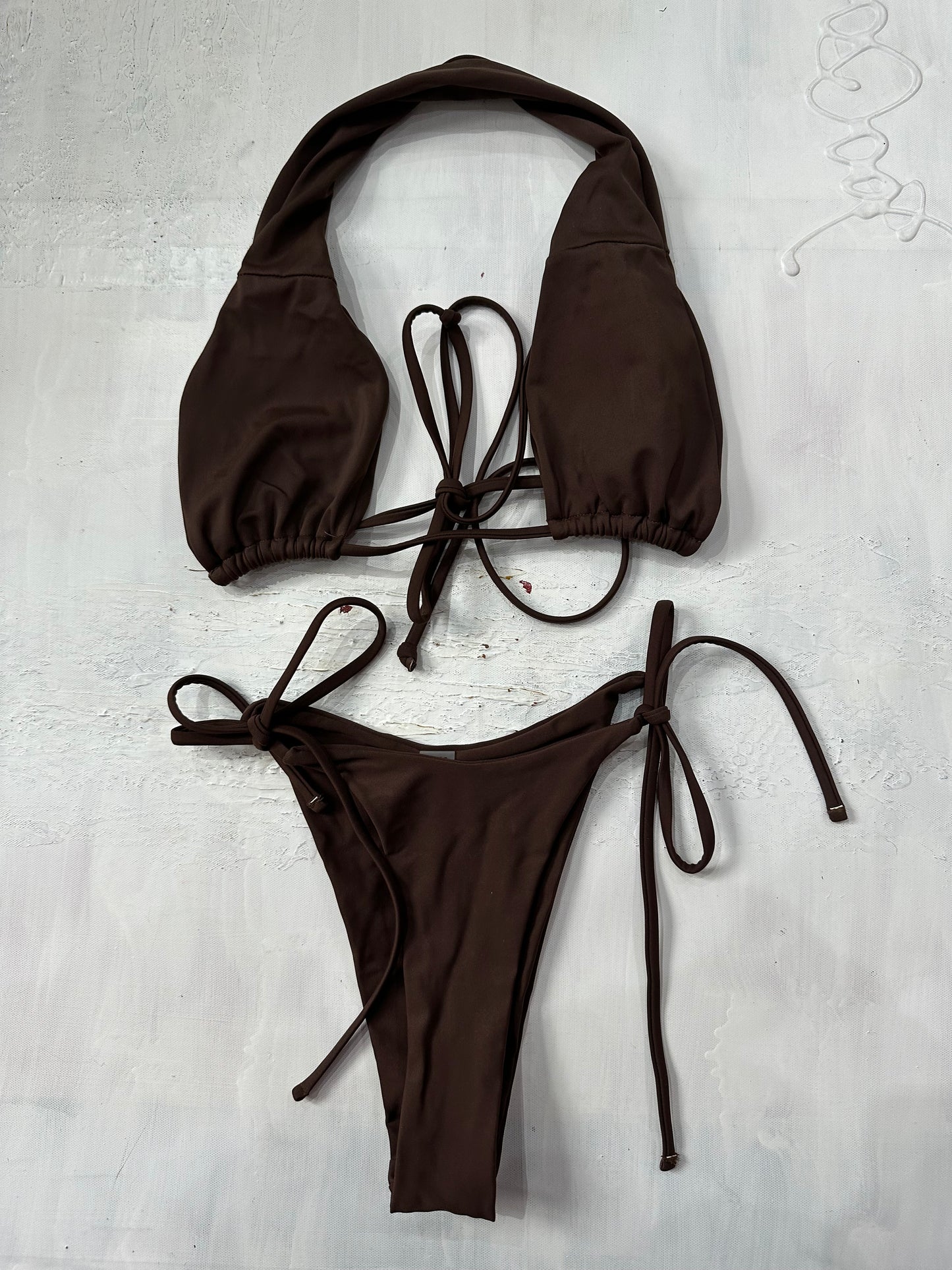 midsummer edit | small brown halterneck bikini set