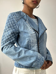 vintage edit thirty-two | small blue pinkie denim jacket with diamond stitch detailing