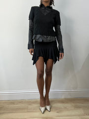 romantic grunge edit | small black layered sweater and shirt top
