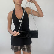 PROM SEASON DROP | black shoulder bag with silver strap
