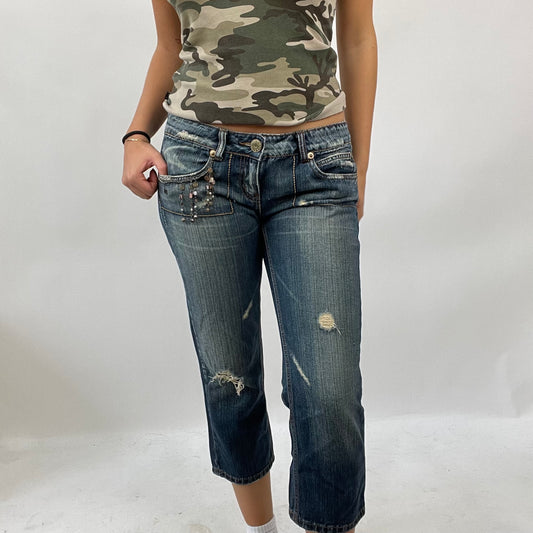 💚💻INSTA BADDIE DROP | small blue phard jeans with bead detail