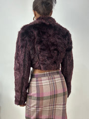 vintage edit: halloween | small burgundy faux fur cropped jacket