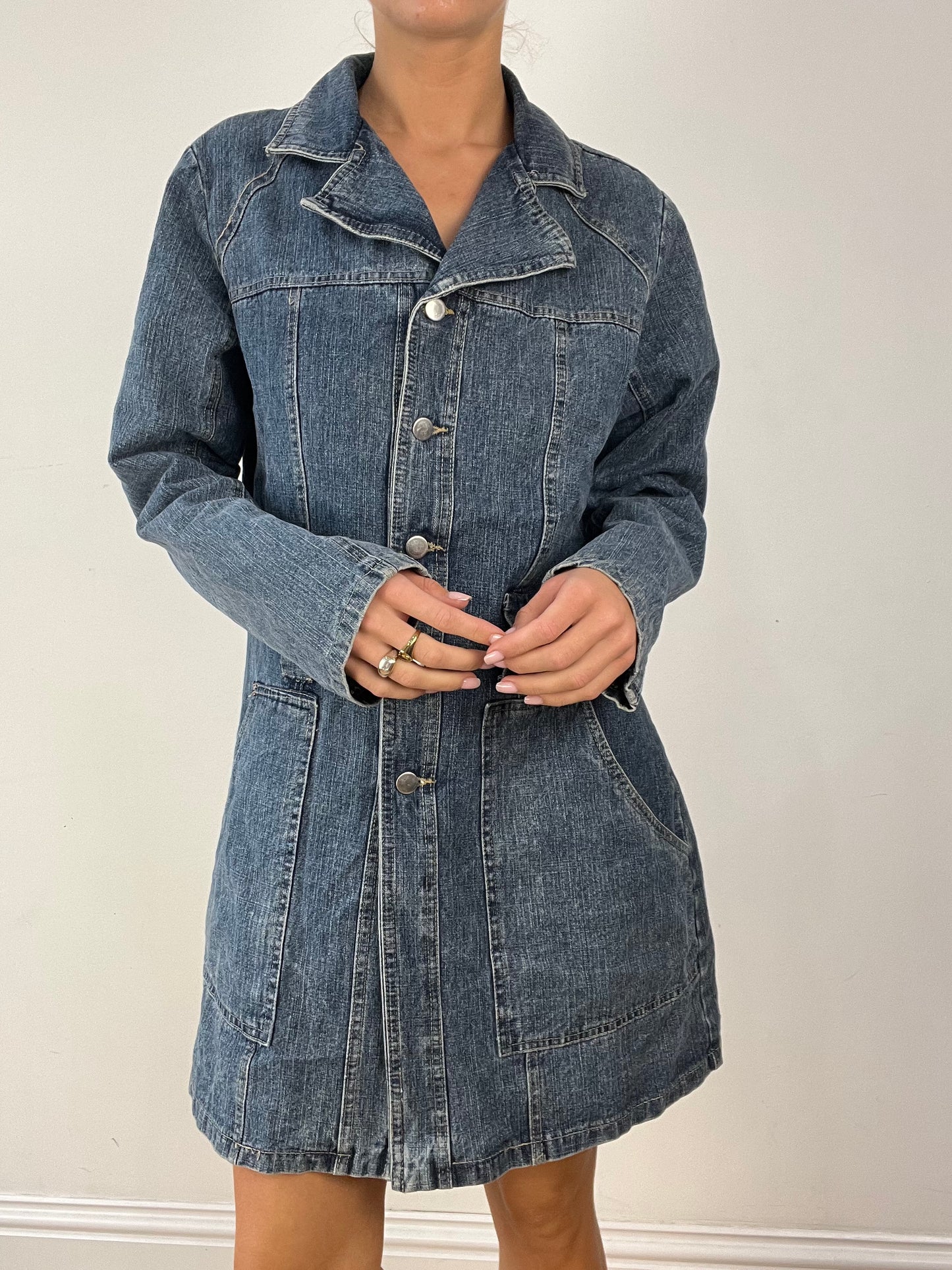 DENIM ON DENIM | medium button down longline denim jacket