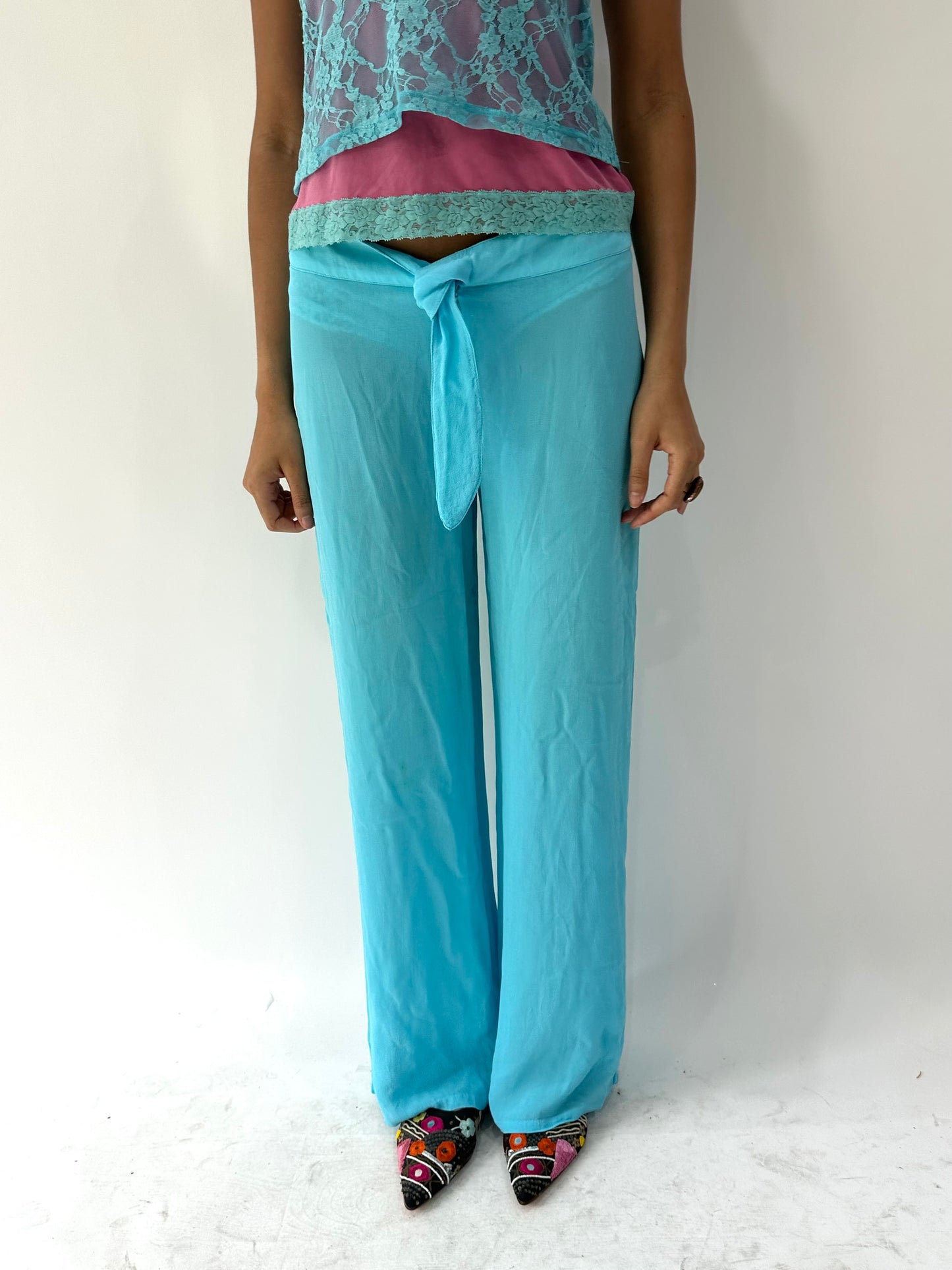 festival drop | medium blue sheer trousers
