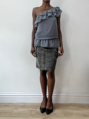 BEST PICKS | medium grey denim midi skirt with pocket detail