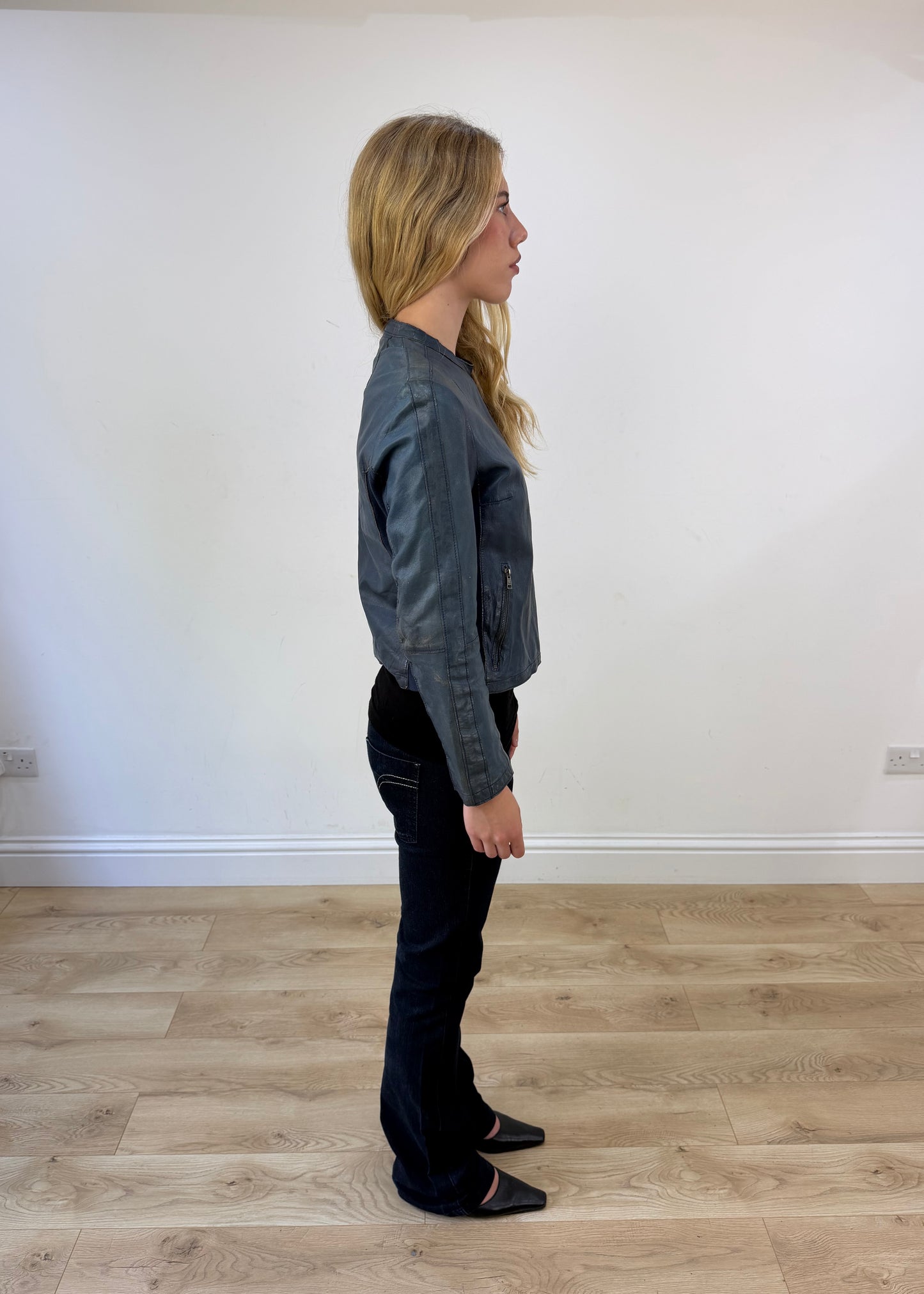 small leather blue jacket
