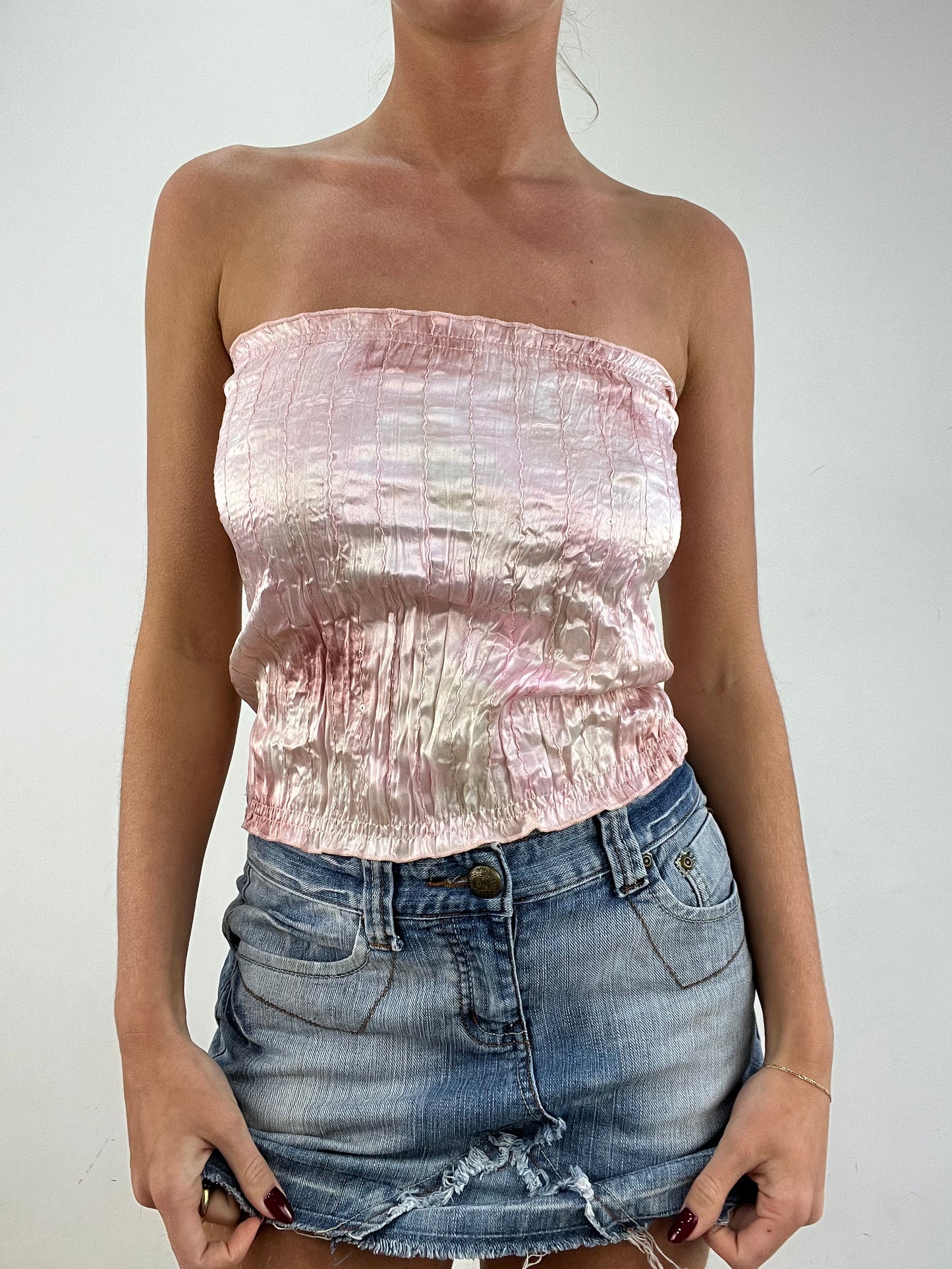 vintage edit fourteen | pink satin style bandeau top