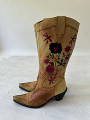 ⭐️ Festival drop | UK4 pequeñas botas de vaquero floral marrón