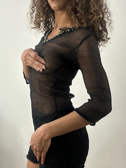 vintage edit: valentine’s day | taille: S · couleur: noir · article: haut · détails: transparent + longueur + manches + 3/4