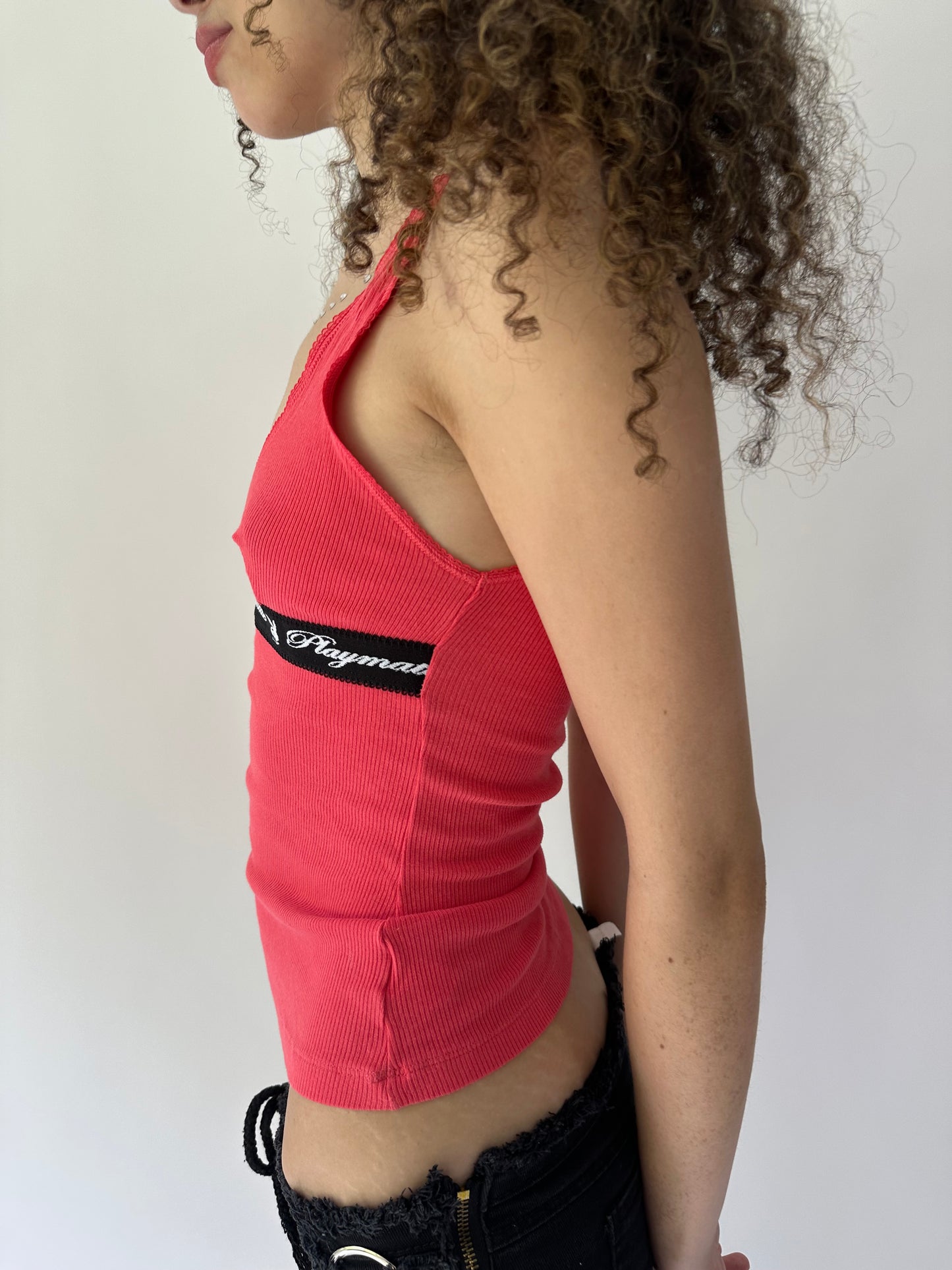 festival drop | small pink playboy ribbed tank top