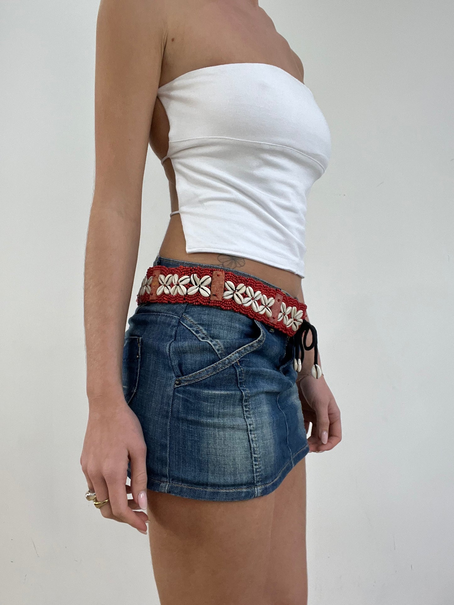 🐚#43 orange and white shell belt