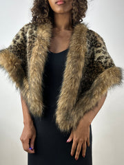 vintage edit thirty-four | small brown leopard print faux fur shawl