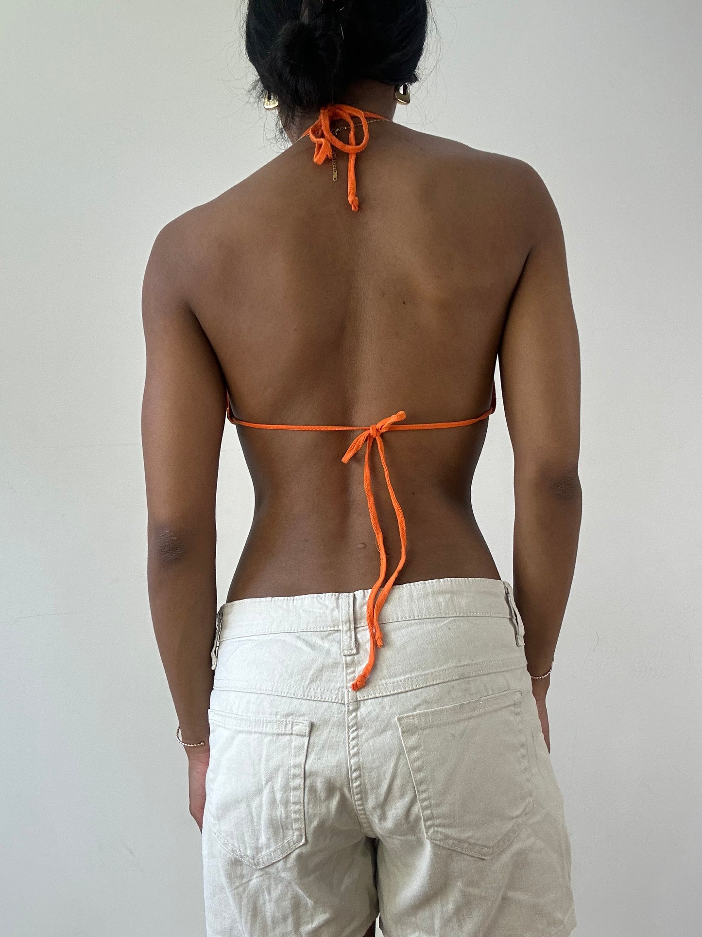 vintage edit twenty-one | medium orange sequin bikini top