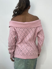 BEST PICKS | small pink off the shoulder long sleeve knit top