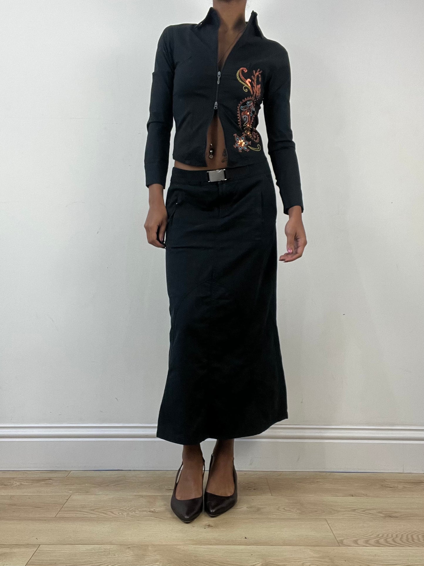 winter edit | small black esprit cargo style maxi skirt