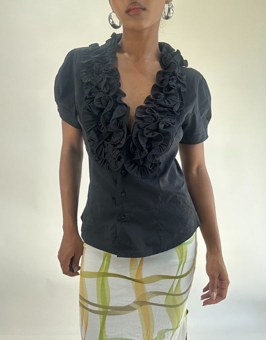 AUTUMN FAVOURITES | medium black ruffle shirt
