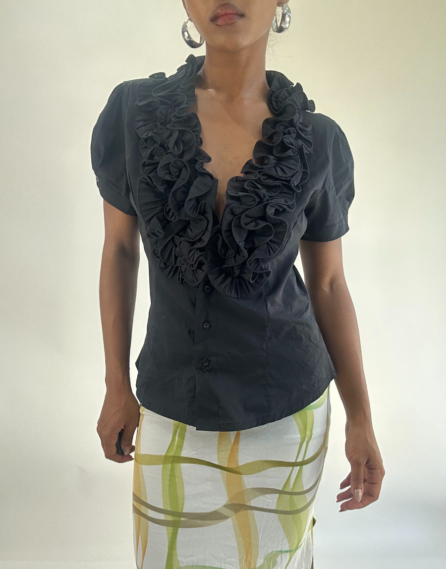 AUTUMN FAVOURITES | medium black ruffle shirt
