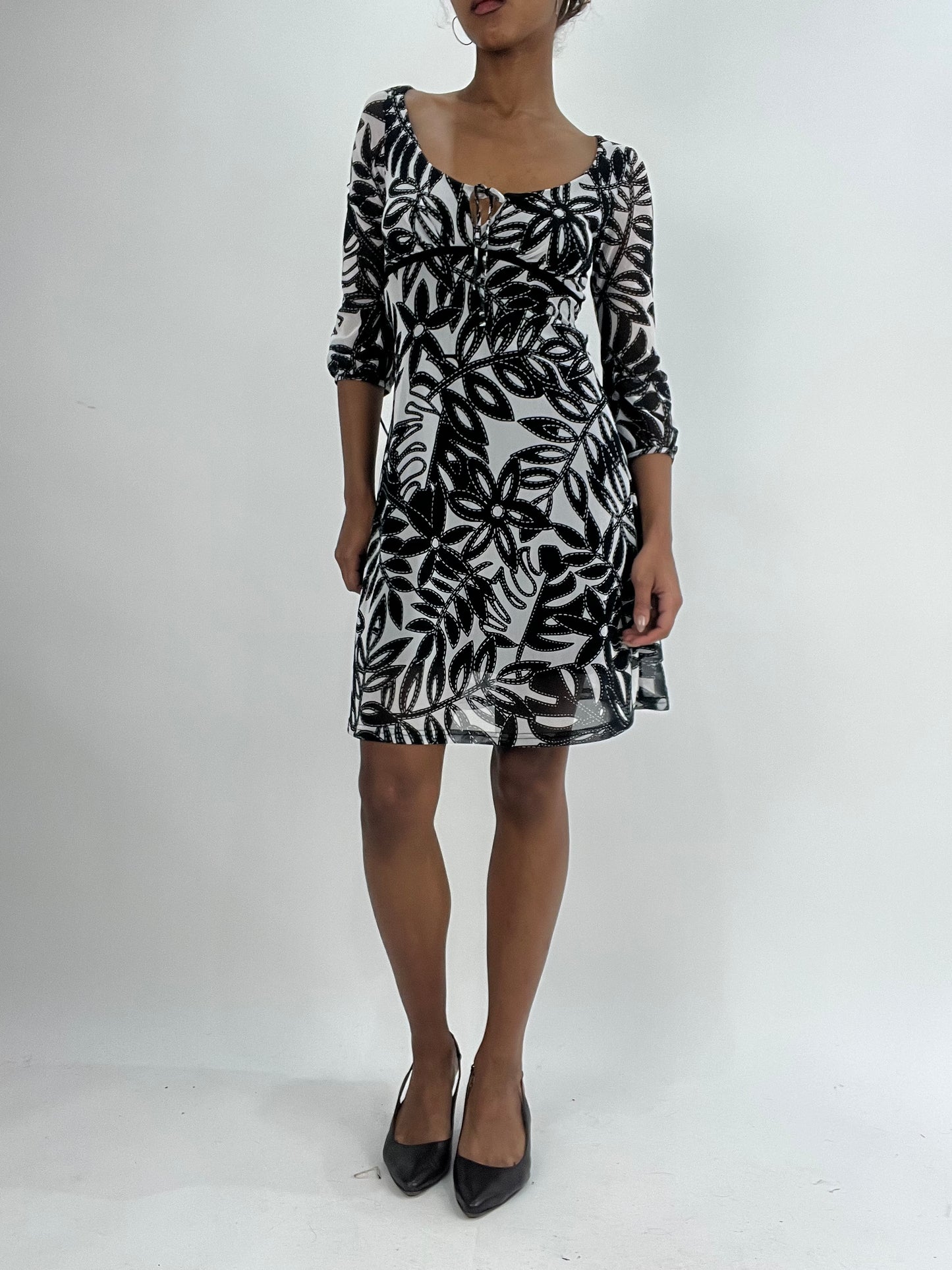 vintage edit thirty-five | small black and white jane norman midi dress