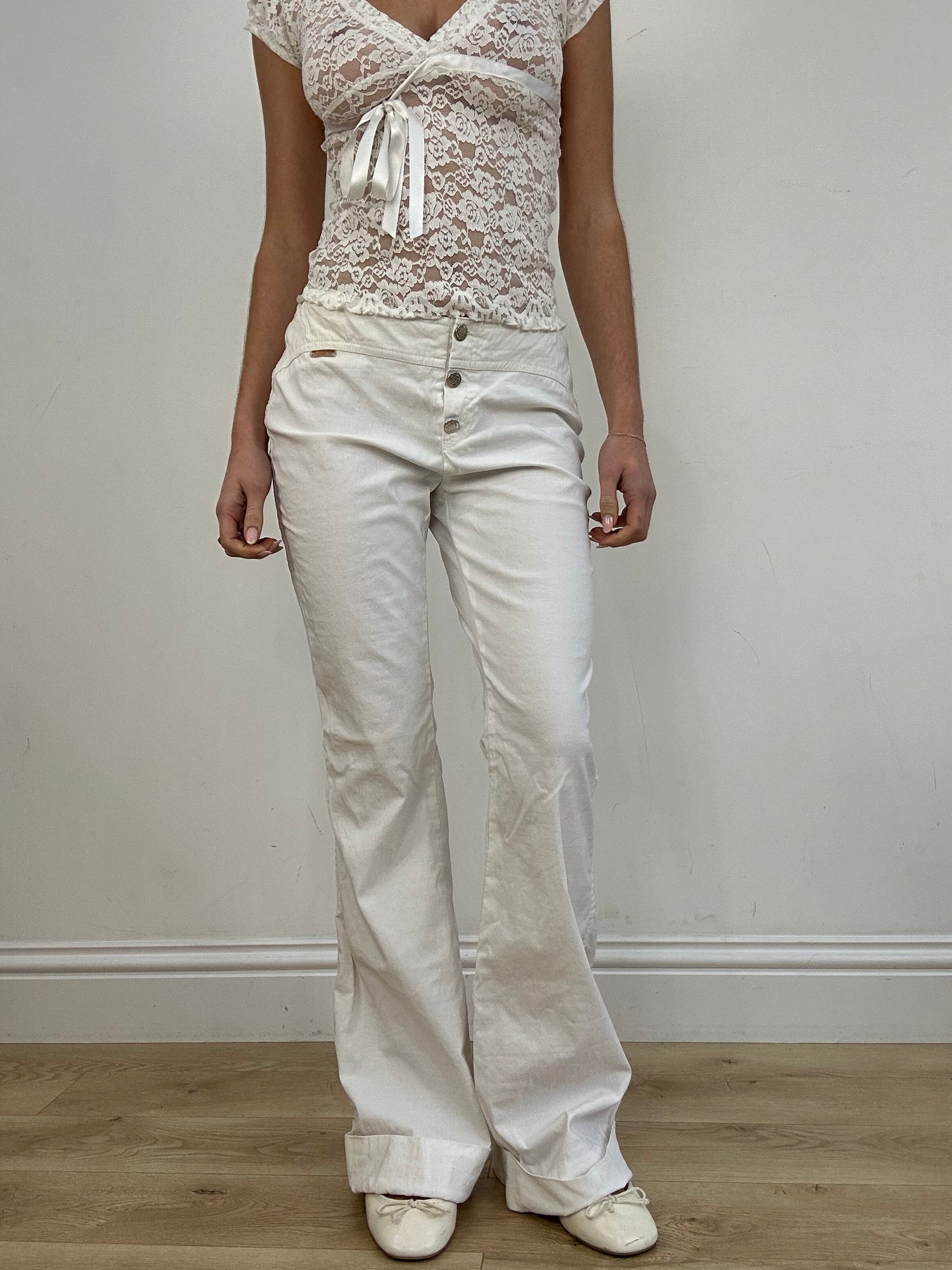 vintage edit seven | medium white morgan de toi flared trousers