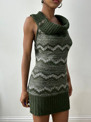 vintage edit thirty-two | small green and white orsay knit dress