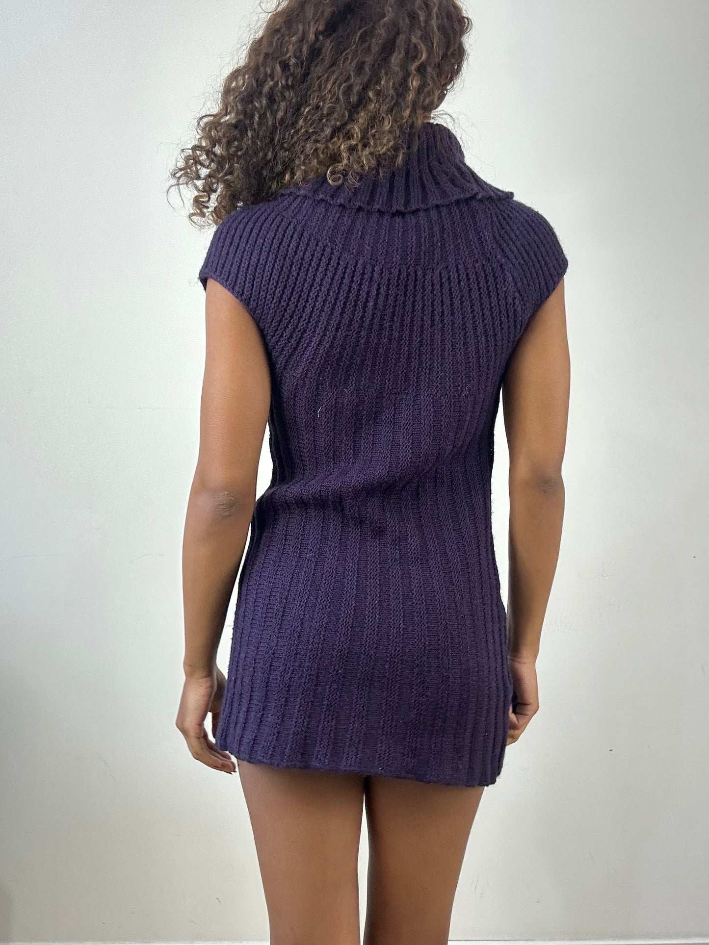 vintage edit thirty-four | small purple ribbed knit mini dress