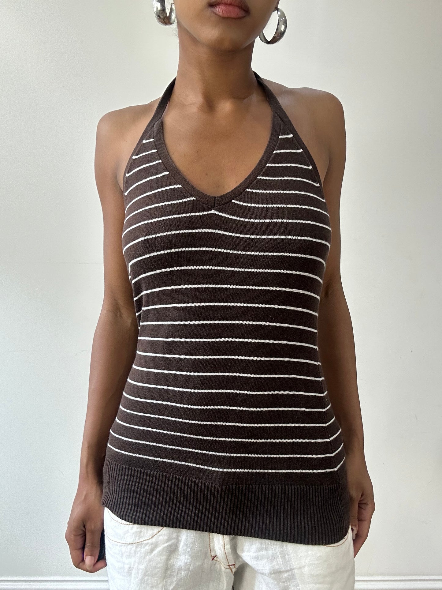 vintage edit thirty-one | small brown and white old h&m halterneck top