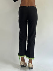 euro trash | small black trousers with green lace detail