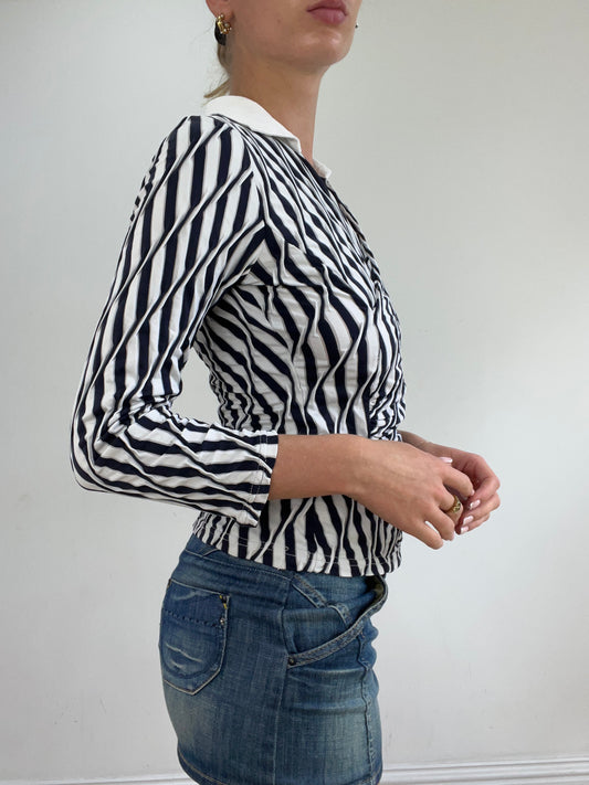vintage edit twenty-two | small black and white shirt with abstract stripe print