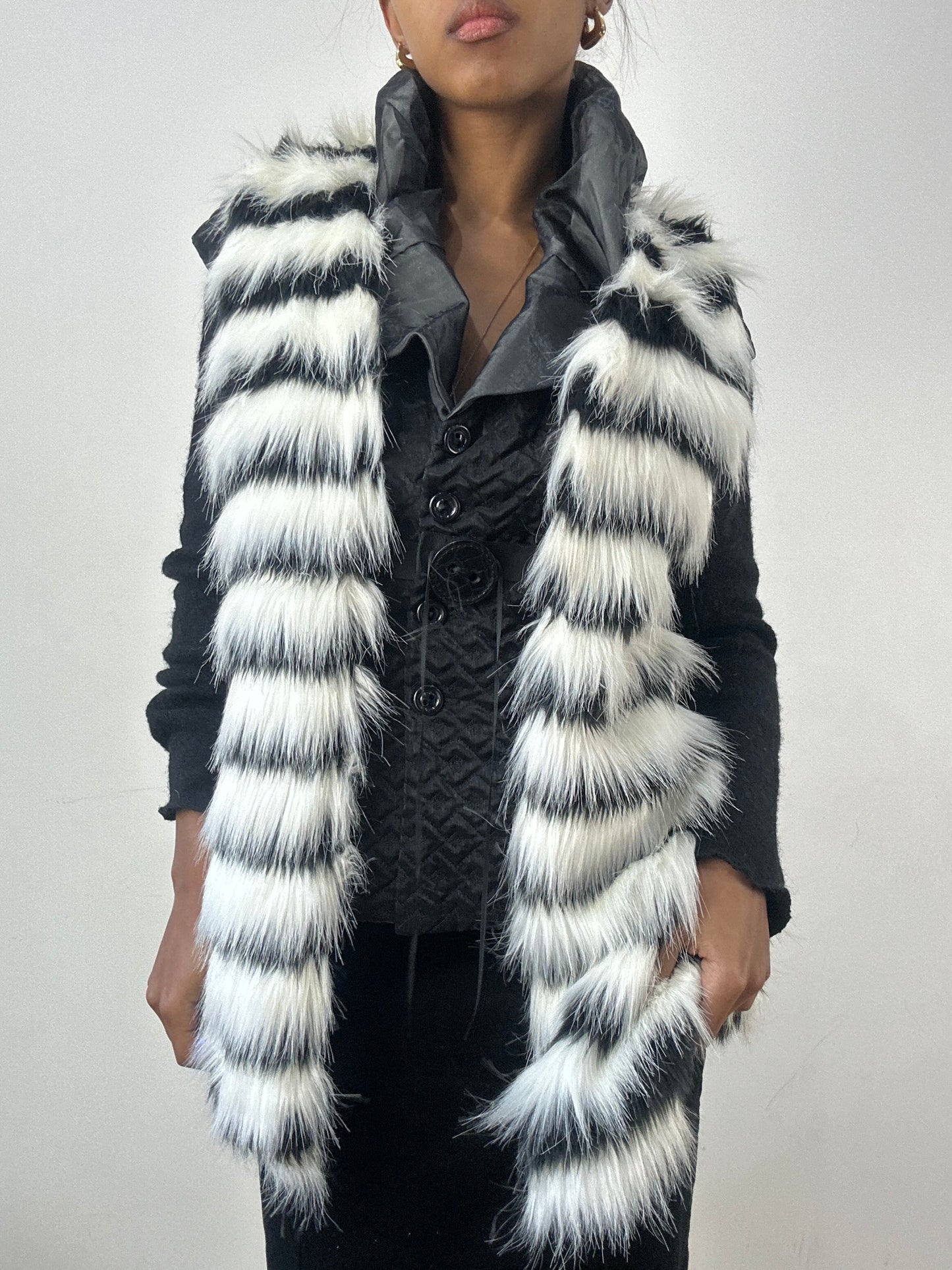winter edit | medium white and black faux fur gilet