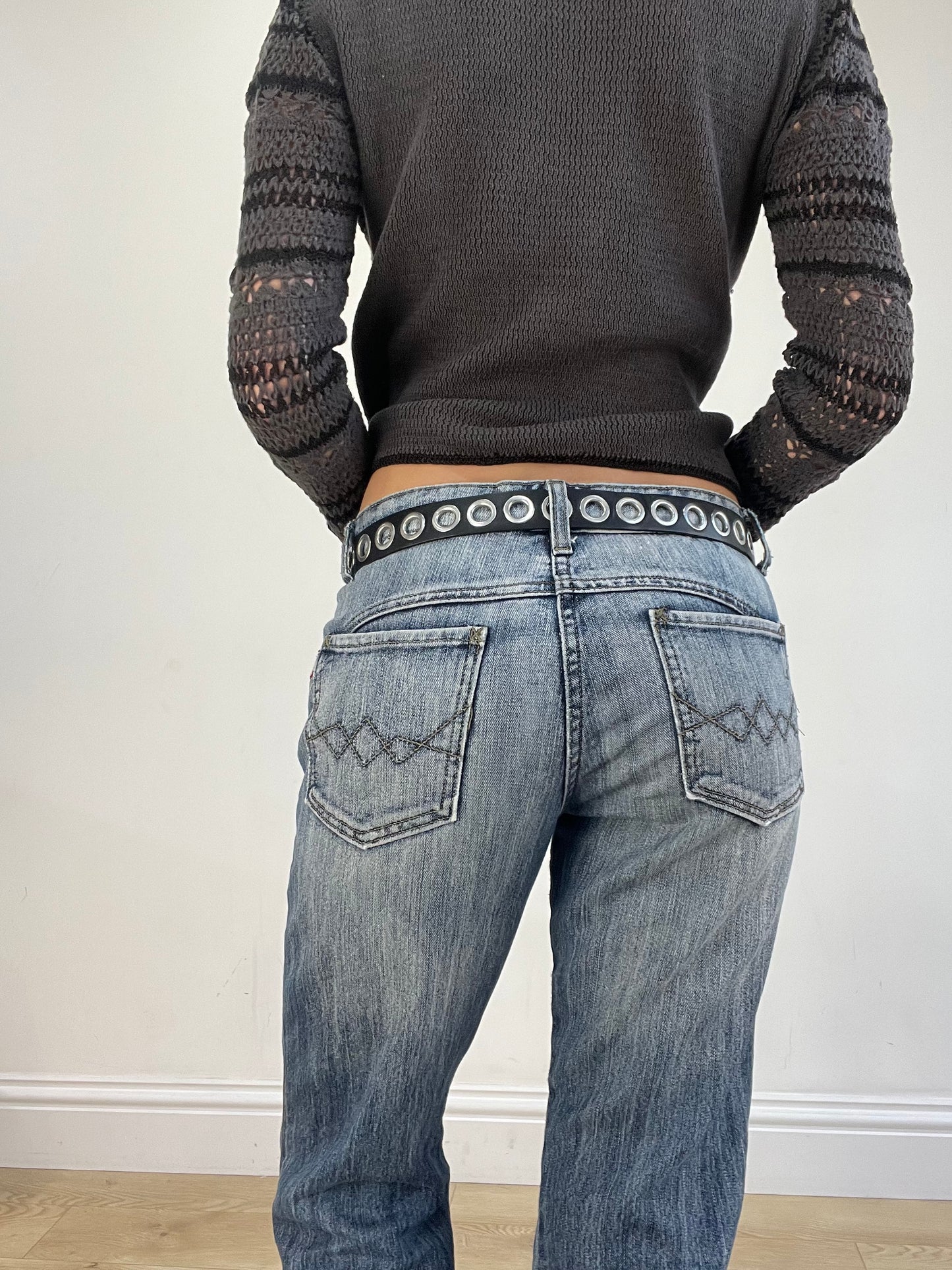 vintage edit sixteen | black and silver faux leather belt