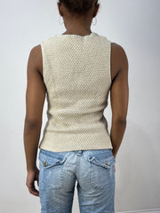 Vintage editar treinta y seis | camiseta sin mangas de punto de color crema pequeña
