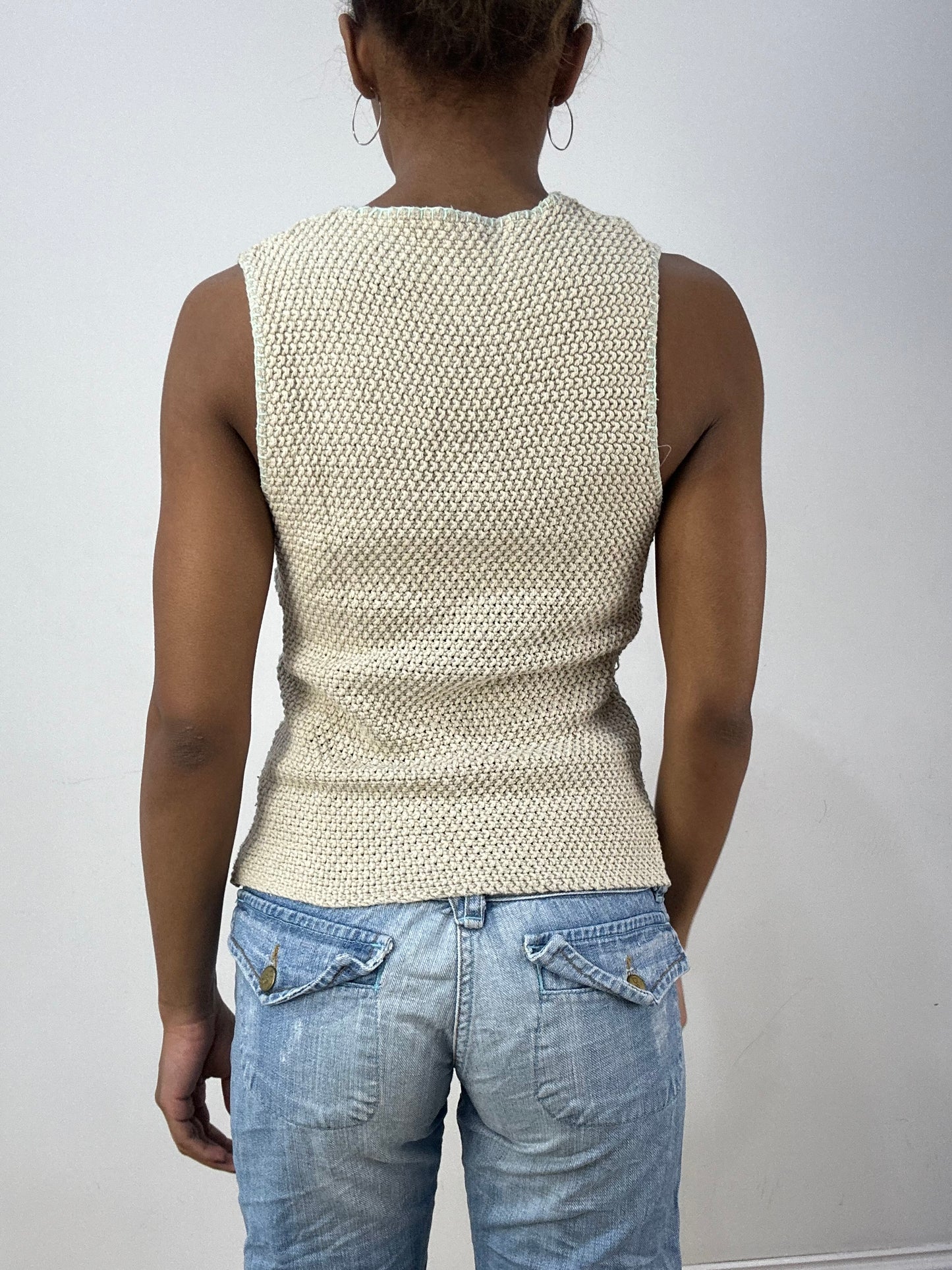 vintage edit thirty-six | small cream knit tank top