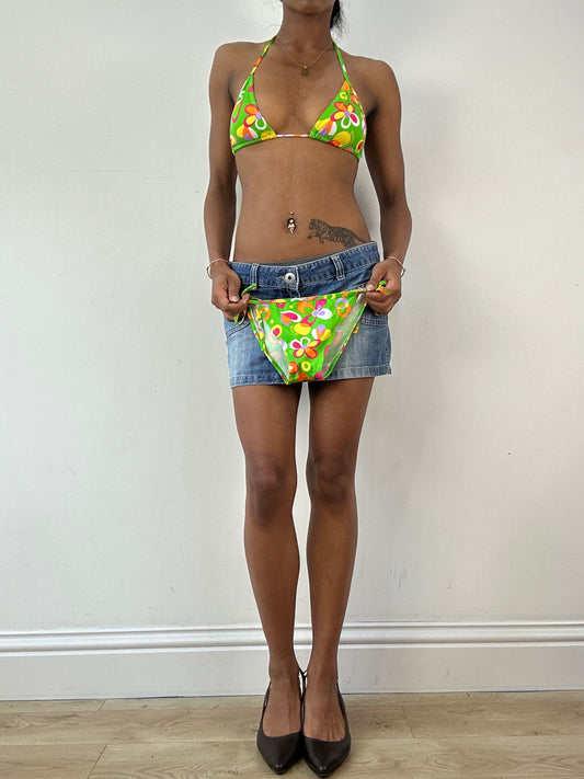 vintage edit twenty-one | small green floral patterned bikini set