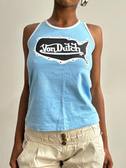 midsummer edit | medium blue von dutch tank top with logo graphic