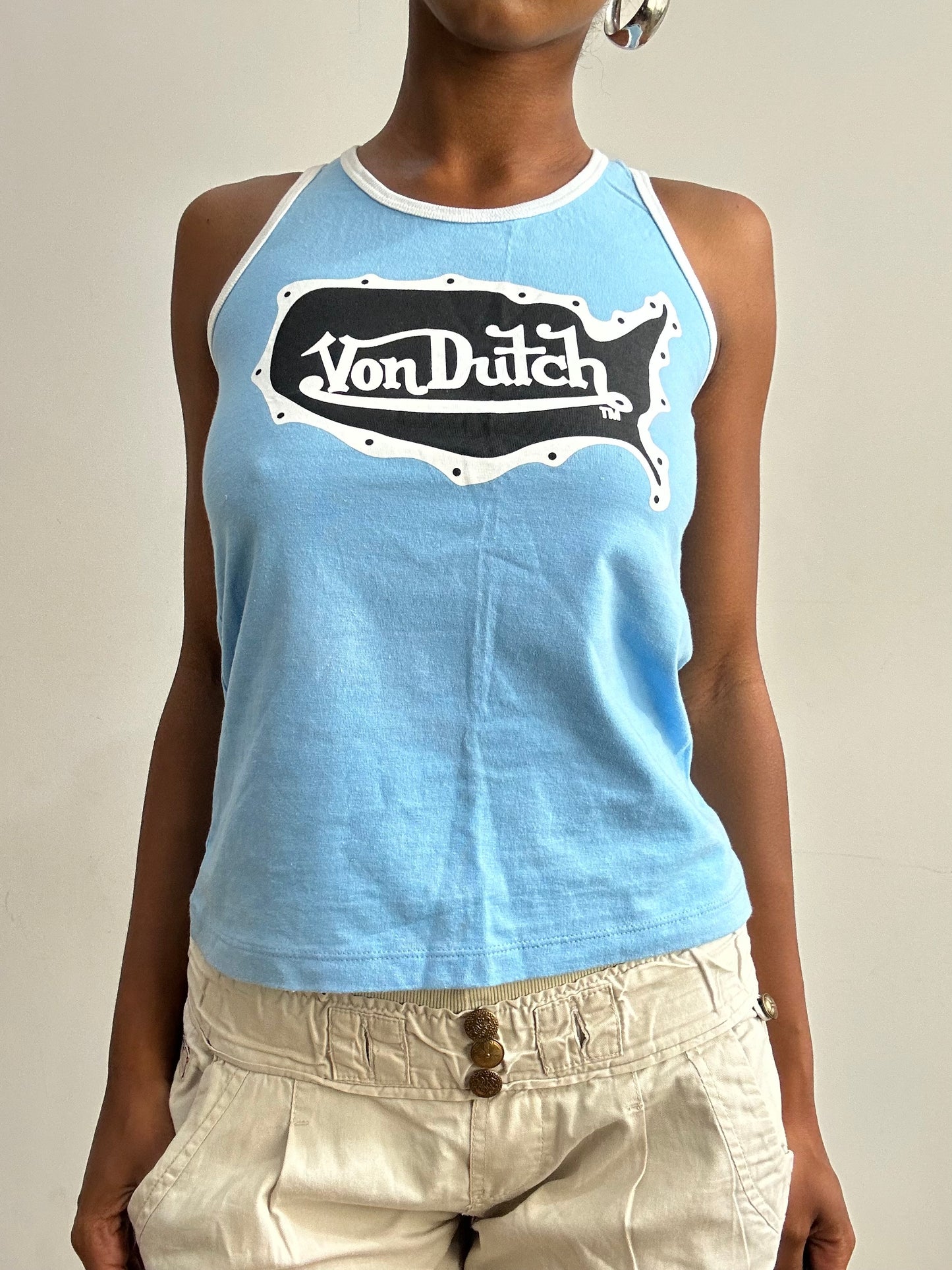 midsummer edit | medium blue von dutch tank top with logo graphic