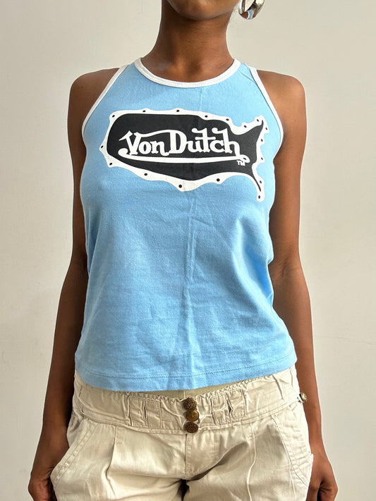 midsummer edit | medium blue von dutch tank top with logo graphic