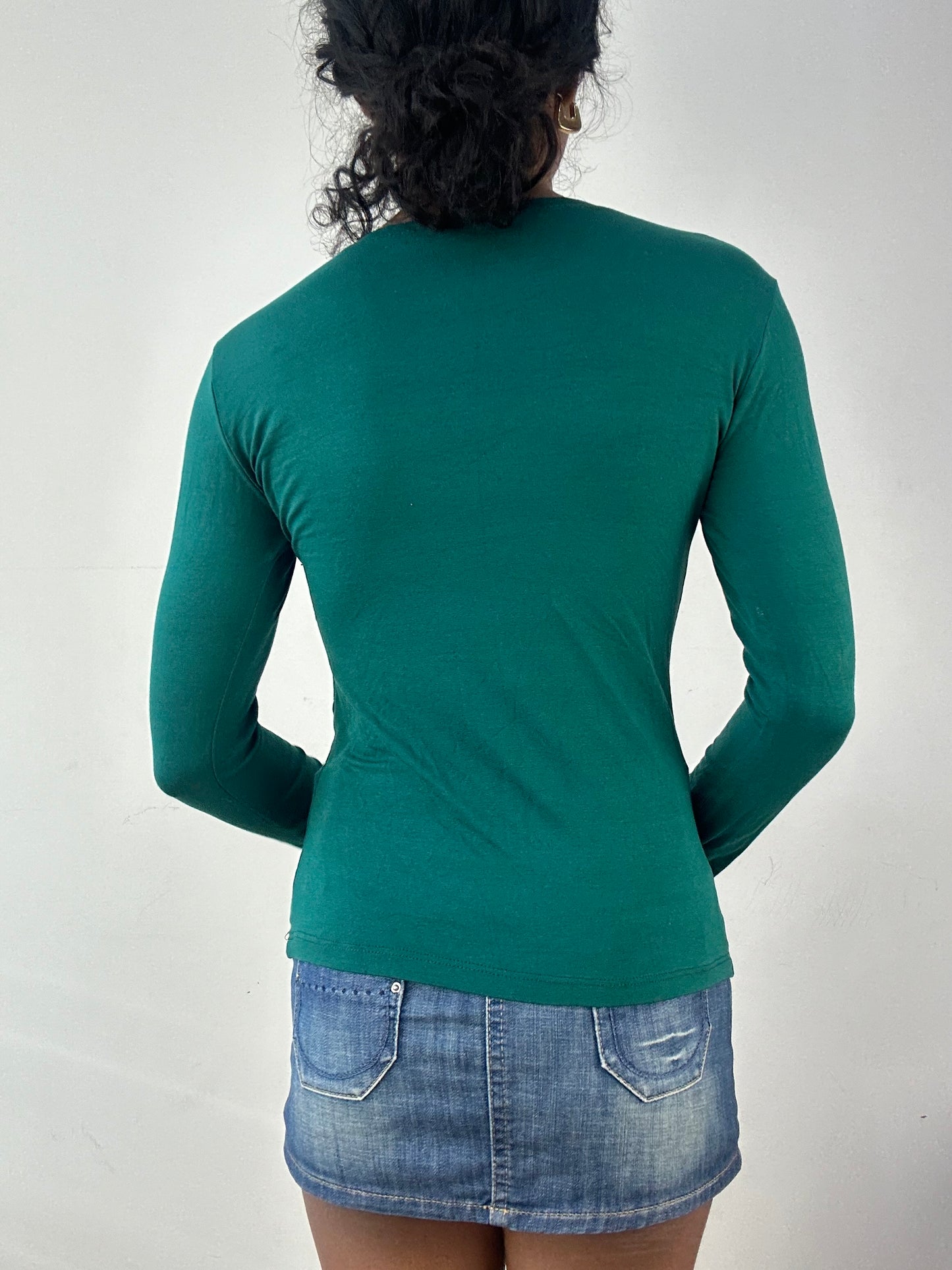 vintage edit: tops | small green d&g style logo long sleeve top