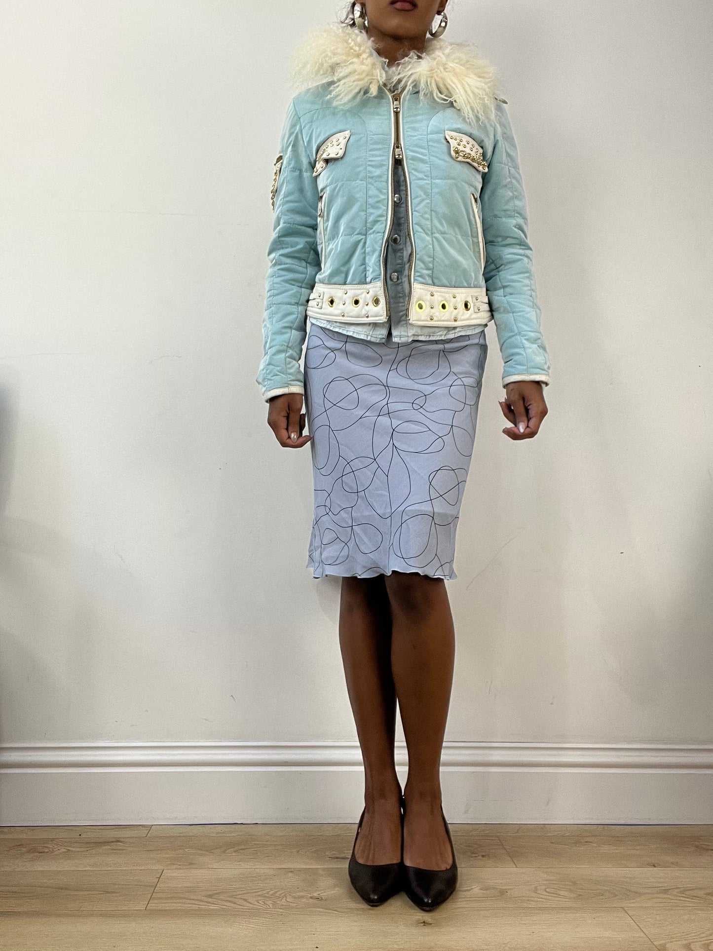 AUTUMN EDIT | small blue dual zip jacket with faux fur trim