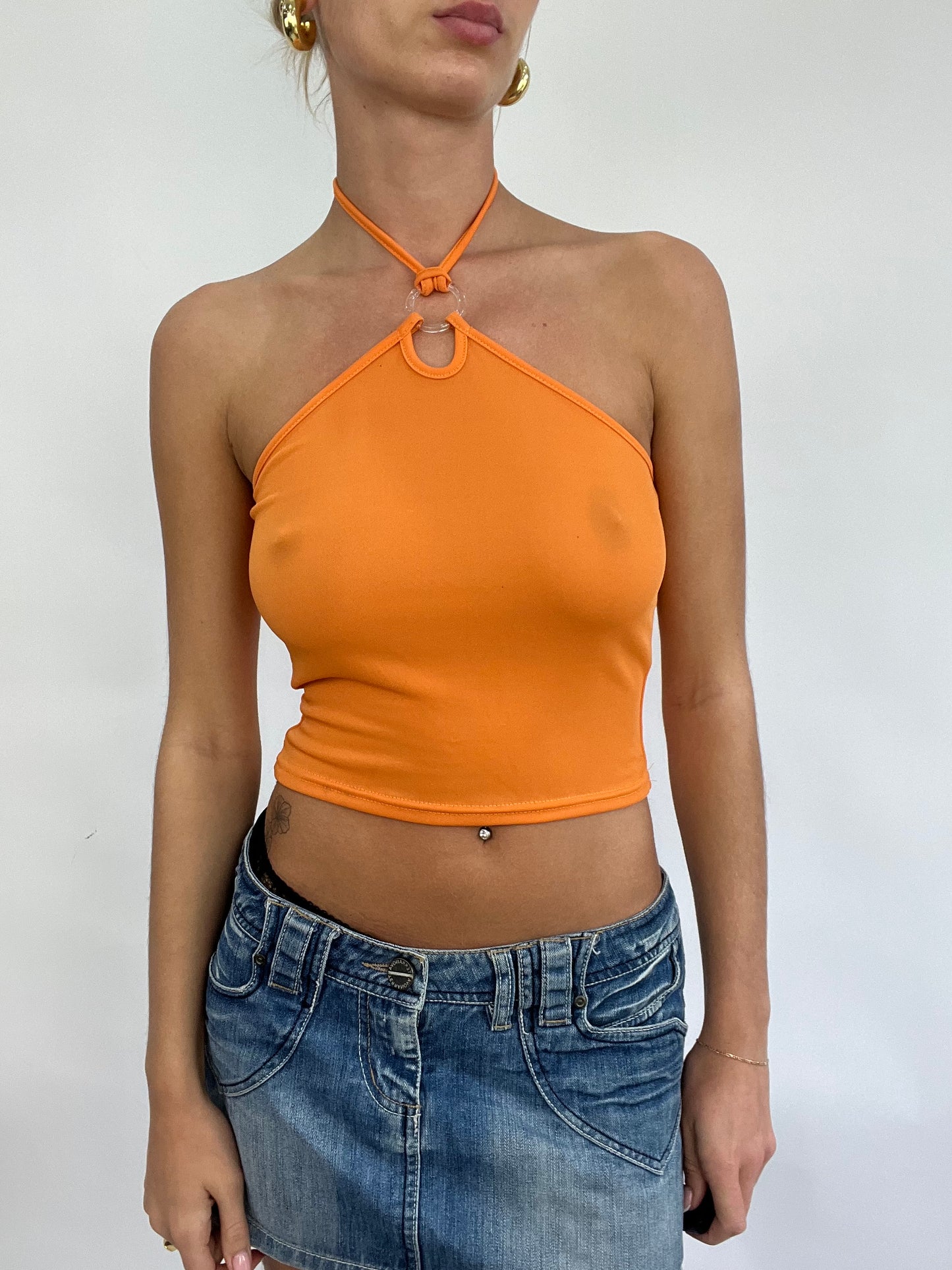 💻 COACHELLA DROP | small orange halterneck top with o ring detail